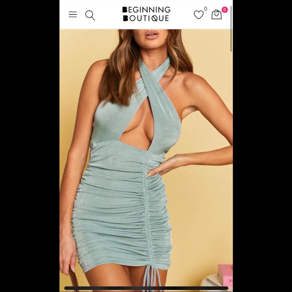 Beginning Boutique Ruched Mini Dress with tags